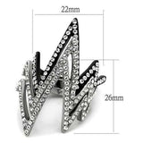 TK2619 - Two-Tone IP Black (Ion Plating) Stainless Steel Ring with Top Grade Crystal in Clear - Alamode - Flyclothing LLC