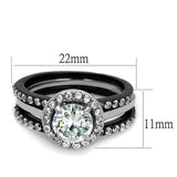 TK2620 - Two-Tone IP Black (Ion Plating) Stainless Steel Ring with AAA Grade CZ in Clear - Alamode - Flyclothing LLC