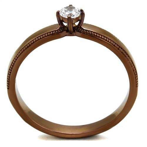 TK2621 - IP Coffee light Stainless Steel Ring with AAA Grade CZ in Clear - Alamode - Flyclothing LLC