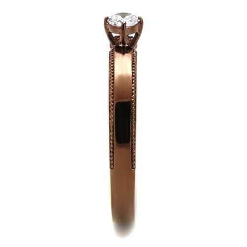 TK2621 - IP Coffee light Stainless Steel Ring with AAA Grade CZ in Clear - Alamode - Flyclothing LLC