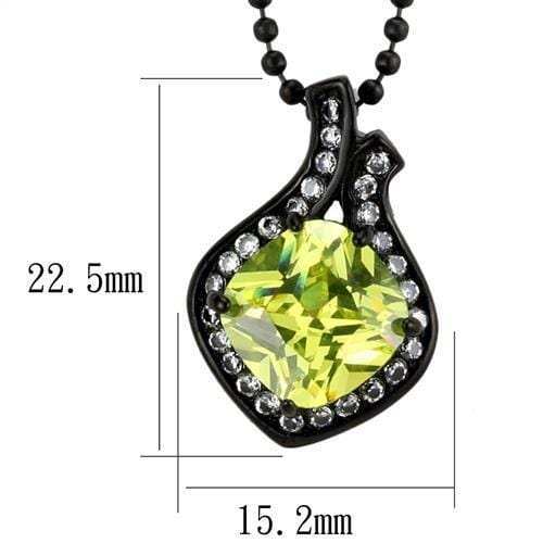 TK2629 - IP Black(Ion Plating) Stainless Steel Chain Pendant with AAA Grade CZ in Apple Green color - Alamode - Flyclothing LLC