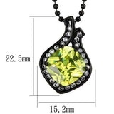 TK2629 - IP Black(Ion Plating) Stainless Steel Chain Pendant with AAA Grade CZ in Apple Green color - Alamode - Flyclothing LLC