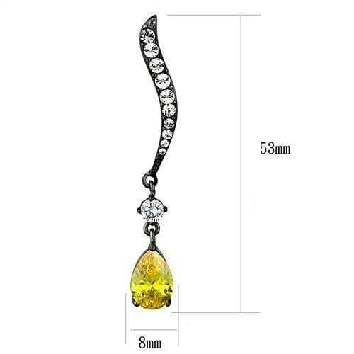 TK2631 - IP Light Black (IP Gun) Stainless Steel Earrings with AAA Grade CZ in Topaz - Alamode - Flyclothing LLC