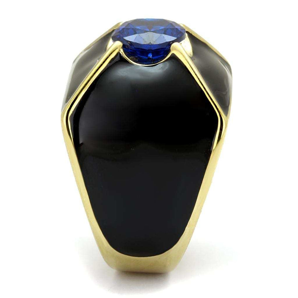 TK2640 - IP Gold(Ion Plating) Stainless Steel Ring with AAA Grade CZ in London Blue - Alamode - Flyclothing LLC