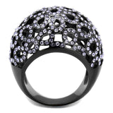 TK2642 - IP Light Black (IP Gun) Stainless Steel Ring with Top Grade Crystal in Tanzanite - Alamode - Flyclothing LLC