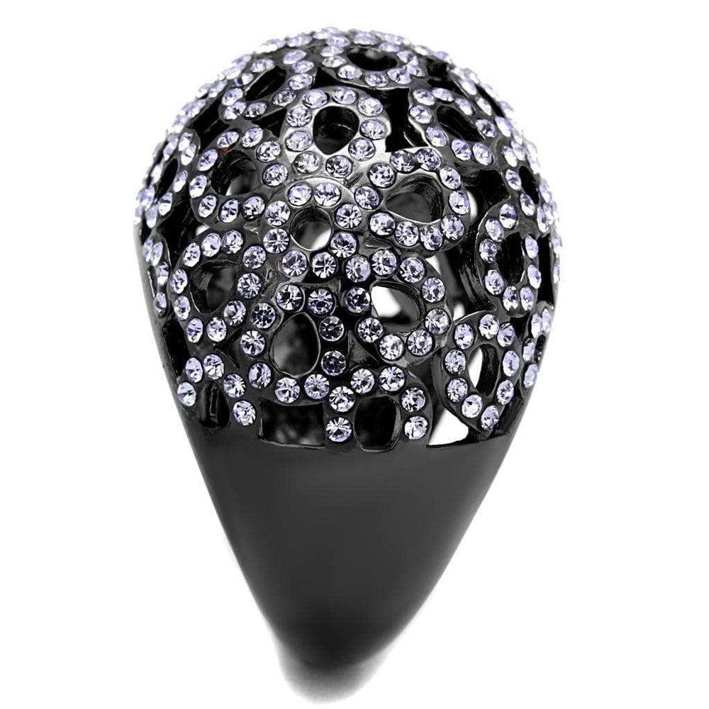 TK2642 - IP Light Black (IP Gun) Stainless Steel Ring with Top Grade Crystal in Tanzanite - Alamode - Flyclothing LLC