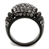 TK2643 - IP Black(Ion Plating) Stainless Steel Ring with Top Grade Crystal in Hematite - Alamode - Flyclothing LLC