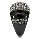 TK2643 - IP Black(Ion Plating) Stainless Steel Ring with Top Grade Crystal in Hematite - Alamode - Flyclothing LLC