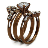 TK2647 - IP Coffee light Stainless Steel Ring with AAA Grade CZ in Clear - Alamode - Flyclothing LLC