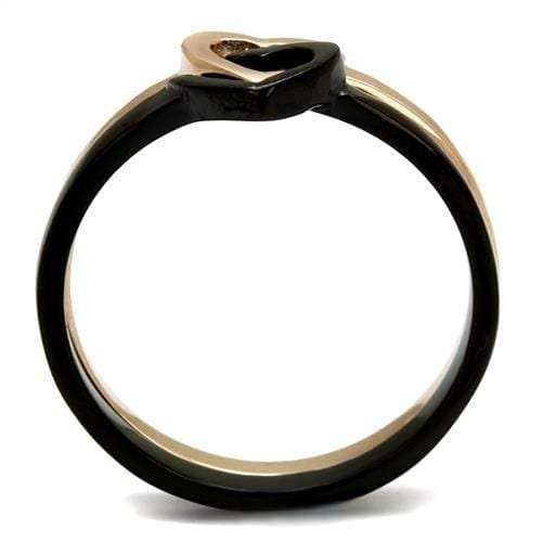 TK2650 - IP Rose Gold+ IP Black (Ion Plating) Stainless Steel Ring with No Stone - Alamode - Flyclothing LLC