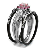 TK2651 - Two-Tone IP Black (Ion Plating) Stainless Steel Ring with AAA Grade CZ in Light Rose - Alamode - Flyclothing LLC