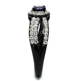 TK2653 - Two-Tone IP Black (Ion Plating) Stainless Steel Ring with AAA Grade CZ in Tanzanite - Alamode - Flyclothing LLC