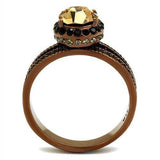TK2654 - IP Coffee light Stainless Steel Ring with Top Grade Crystal in Light Smoked - Alamode - Flyclothing LLC