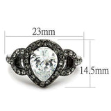 TK2655 - IP Light Black (IP Gun) Stainless Steel Ring with AAA Grade CZ in Clear - Alamode - Flyclothing LLC