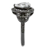 TK2655 - IP Light Black (IP Gun) Stainless Steel Ring with AAA Grade CZ in Clear - Alamode - Flyclothing LLC