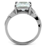 TK2657 - High polished (no plating) Stainless Steel Ring with AAA Grade CZ in Clear - Alamode - Flyclothing LLC