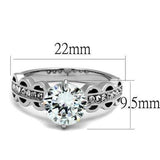 TK2658 - High polished (no plating) Stainless Steel Ring with AAA Grade CZ in Clear - Alamode - Flyclothing LLC