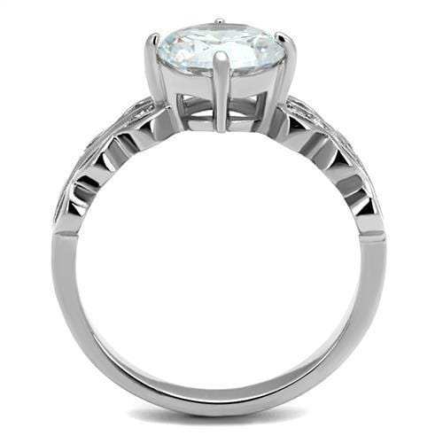 TK2658 - High polished (no plating) Stainless Steel Ring with AAA Grade CZ in Clear - Alamode - Flyclothing LLC