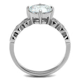 TK2658 - High polished (no plating) Stainless Steel Ring with AAA Grade CZ in Clear - Alamode - Flyclothing LLC