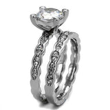 TK2659 - High polished (no plating) Stainless Steel Ring with AAA Grade CZ in Clear - Alamode - Flyclothing LLC