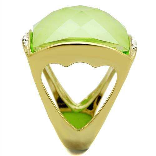 TK2661 - IP Gold(Ion Plating) Stainless Steel Ring with Synthetic Synthetic Stone in Apple Green color - Alamode - Flyclothing LLC
