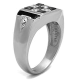 TK2663 - High polished (no plating) Stainless Steel Ring with AAA Grade CZ in Jet - Alamode - Flyclothing LLC