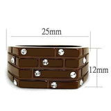 TK2664 - IP Coffee light Stainless Steel Ring with Top Grade Crystal in Clear - Alamode - Flyclothing LLC