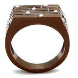 TK2664 - IP Coffee light Stainless Steel Ring with Top Grade Crystal in Clear - Alamode - Flyclothing LLC