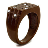 TK2664 - IP Coffee light Stainless Steel Ring with Top Grade Crystal in Clear - Alamode - Flyclothing LLC