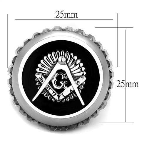 TK2666 - High polished (no plating) Stainless Steel Ring with Top Grade Crystal in Jet - Alamode - Flyclothing LLC