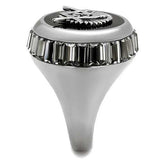 TK2666 - High polished (no plating) Stainless Steel Ring with Top Grade Crystal in Jet - Alamode - Flyclothing LLC