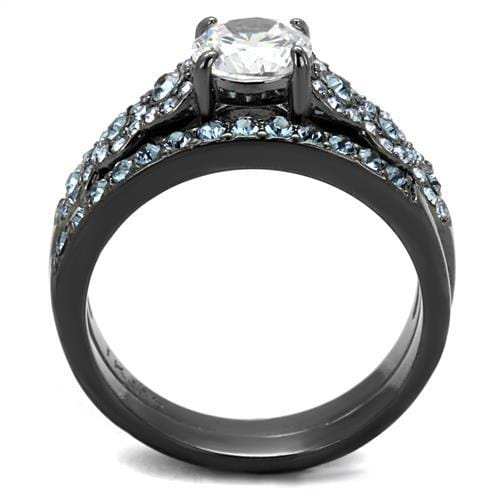 TK2671 - IP Light Black (IP Gun) Stainless Steel Ring with AAA Grade CZ in Clear - Alamode - Flyclothing LLC