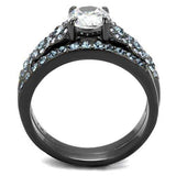 TK2671 - IP Light Black (IP Gun) Stainless Steel Ring with AAA Grade CZ in Clear - Alamode - Flyclothing LLC