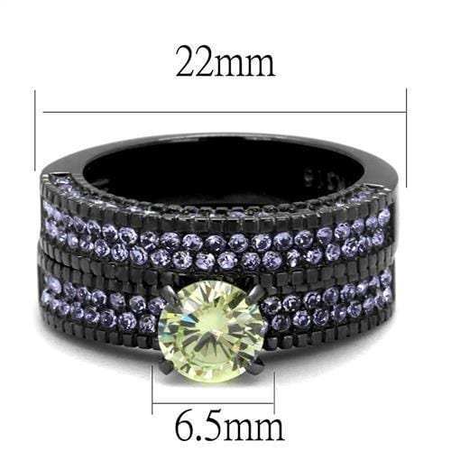 TK2672 - IP Light Black (IP Gun) Stainless Steel Ring with AAA Grade CZ in Apple Green color - Alamode - Flyclothing LLC