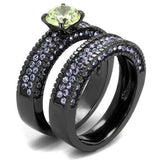 TK2672 - IP Light Black (IP Gun) Stainless Steel Ring with AAA Grade CZ in Apple Green color - Alamode - Flyclothing LLC