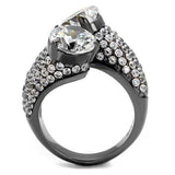 TK2674 - IP Light Black (IP Gun) Stainless Steel Ring with AAA Grade CZ in Clear - Alamode - Flyclothing LLC