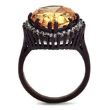 TK2675 - IP Dark Brown (IP coffee) Stainless Steel Ring with AAA Grade CZ in Champagne - Alamode - Flyclothing LLC