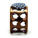 TK2676 - IP Coffee light Stainless Steel Ring with Top Grade Crystal in Aquamarine - Alamode - Flyclothing LLC