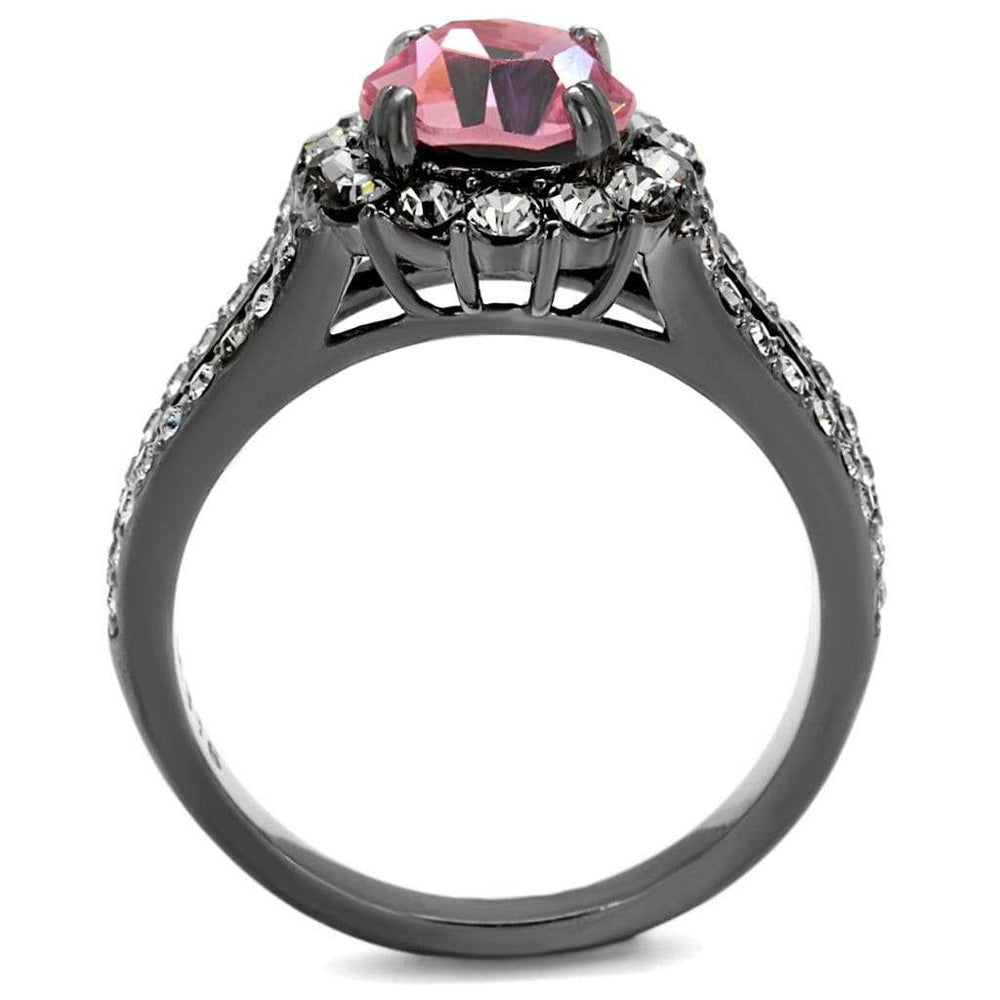 TK2680 - IP Light Black (IP Gun) Stainless Steel Ring with Top Grade Crystal in Light Rose - Alamode - Flyclothing LLC