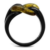 TK2682 - IP Black(Ion Plating) Stainless Steel Ring with Synthetic Synthetic Stone in Topaz - Alamode - Flyclothing LLC
