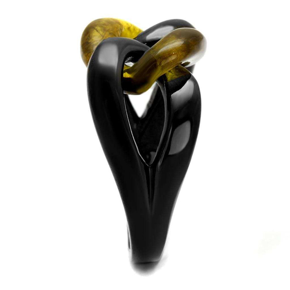 TK2682 - IP Black(Ion Plating) Stainless Steel Ring with Synthetic Synthetic Stone in Topaz - Alamode - Flyclothing LLC