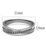 TK2684 - High polished (no plating) Stainless Steel Ring with Top Grade Crystal in Clear - Alamode - Flyclothing LLC