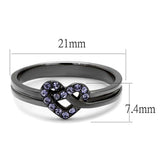 TK2685 - IP Light Black (IP Gun) Stainless Steel Ring with Top Grade Crystal in Light Amethyst - Alamode - Flyclothing LLC