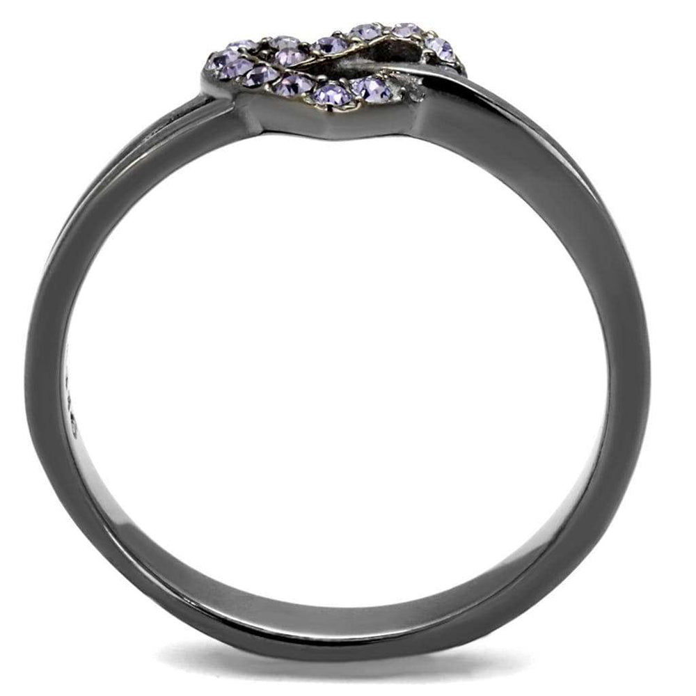 TK2685 - IP Light Black (IP Gun) Stainless Steel Ring with Top Grade Crystal in Light Amethyst - Alamode - Flyclothing LLC