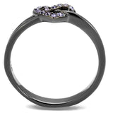 TK2685 - IP Light Black (IP Gun) Stainless Steel Ring with Top Grade Crystal in Light Amethyst - Alamode - Flyclothing LLC