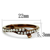 TK2687 - IP Coffee light Stainless Steel Ring with Top Grade Crystal in Clear - Alamode - Flyclothing LLC