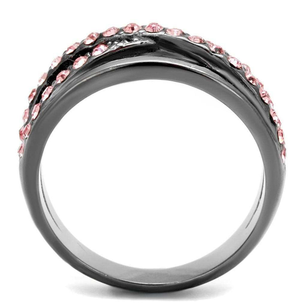 TK2688 - IP Light Black (IP Gun) Stainless Steel Ring with Top Grade Crystal in Light Peach - Alamode - Flyclothing LLC
