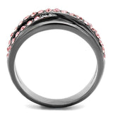 TK2688 - IP Light Black (IP Gun) Stainless Steel Ring with Top Grade Crystal in Light Peach - Alamode - Flyclothing LLC