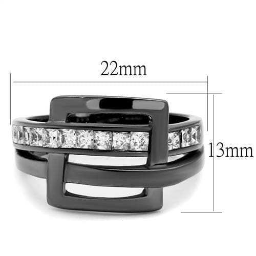 TK2690 - IP Light Black (IP Gun) Stainless Steel Ring with AAA Grade CZ in Clear - Alamode - Flyclothing LLC