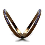 TK2693 - IP Coffee light Stainless Steel Ring with Top Grade Crystal in Tanzanite - Alamode - Flyclothing LLC